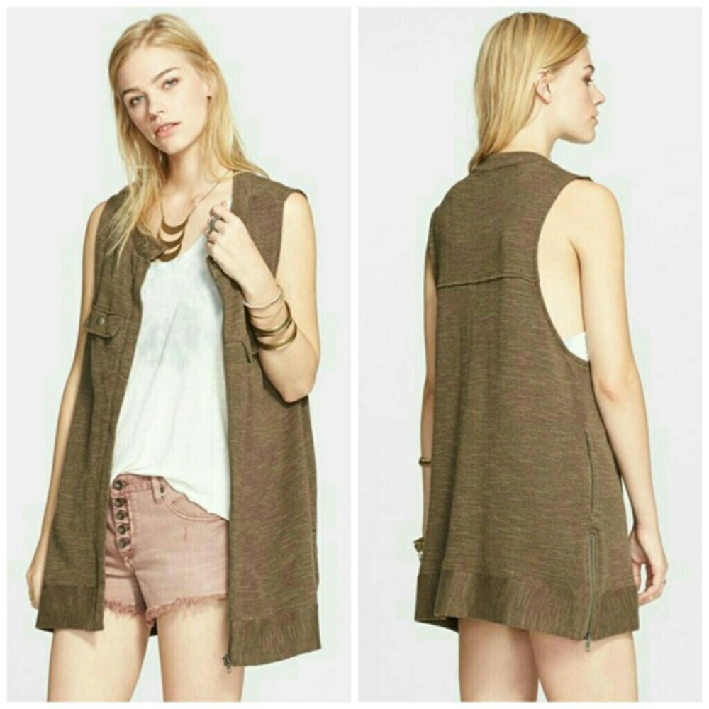 Free people vest knit olive green small